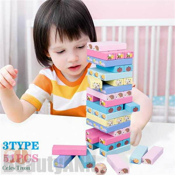 新生活 ジェンガ クラシック 51PCS 上品 積み木 知育玩具 バランスゲーム つみき 木製 木のおもちゃ ブロック おもちゃ 知育 学習玩具 ベビー 赤ちゃ...