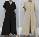 新生活 ワンピース レディース 無地 Vネック 半袖 超ロング丈 マキシ丈 ゆったり 体型カバー カジュアル 着回し 春夏秋 20代30代40代50代60代 森ガール