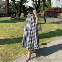 ギンガムチェック ノースリーブ ワンピース ロング 夏 レディース シャツワンピース ロングワンピース テントワンピース 春夏 ゆったり 体型カバー 大きいサイズ 新生活 母 彼女 プレゼント ギフト