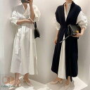 ニットベスト ロング ワンピース2点セット ニットベスト ロング ニットワンピース セットアップ シャツワンピース ワンピース 秋冬 レディース 黒 ワンピース 長袖 秋冬ワンピース 長袖 ニットベスト ロング