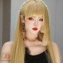 ウィッグ 姫カット 中世の貴族風 ストレート ゴールド 金髪 フルウィッグ かつら 女性 長髪 ロングウィッグ ロングヘア ロリータ lolita 前髪あり 自然 可愛い wig コスプレ 耐熱ウィッグ 小顔効果 コスチューム 仮装 文化祭 学園祭 演劇 舞台 イベント 変装 女装