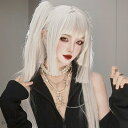 姫カット 中世の貴族風 ストレート シルバーホワイト 銀髪 フルウィッグ かつら 女性 長髪 ロングウィッグ ロングヘア ロリータ lolita 前髪あり 自然...