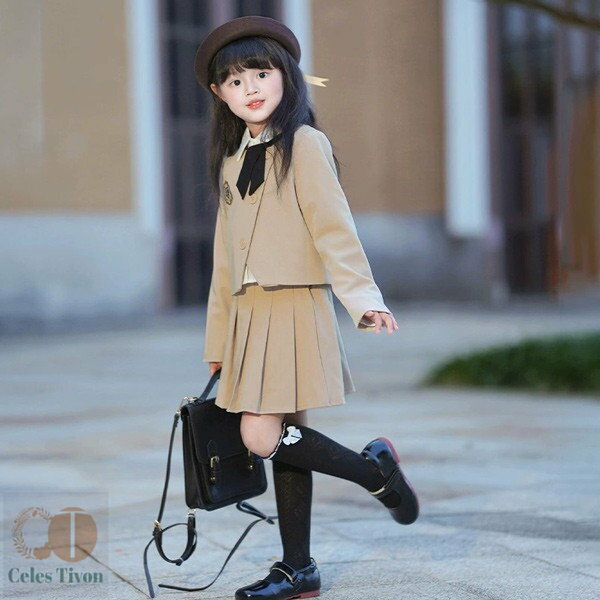 入学式 卒業式 制服 無地 ジャケット 女の子 スーツ セット 秋冬用 小学生 中学生 高校生 JK ジュニア 中学 受験 大きいサイズ ゆったりサイズ 韓国風 リボン 卒服 入園祝い ギフト 卒園式 七五三 お受験 ピアノ 発表会 演奏会 ベージュ 110 120 130 140 150 160