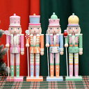 木製 くるみ割り人形 木工品 30cm 手作り マカロンカラー おもちゃ ハンドメイド 置物 置き物 インテリアオブジェ ウマ 北欧雑貨 ドイツ兵士人形 贈り物 クリスマス ハロウィン かわいい 洋風 誕生日 キッズ 子供部屋装飾
