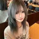 ウィッグ ミディアムへア ストレート グレー 前髪あり 前髪ぱっつん フルウィッグ 可愛い コスレ ロリータ ゴスロリ 原宿 レディース コスチューム 仮装 大人 おしゃれ 普段使い 日常使い イベント 学園祭 演劇 舞台 学芸会 文化祭 ハロウィン