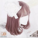 ウィッグ メッシュ ミディアム ショート ロリータ 原宿風 かつら 巻き毛 ゆめかわ パーマ ぱっつん前髪 ゆめかわいい コスプレウィッグ 可愛い ショート 耐熱ウィッグ コスチューム 仮装 大人 自然 ナチュラル 文化祭 普段使い ハロウィン FreeSize パープル