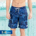 水着 メンズ サーフパンツ ブルー 総柄 S M L 2L 3L 4L 海パン サーフショーツ ボードショーツ ハーフパンツ 大きいサイズ 膝丈 ひざ丈 プール...