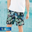 水着 メンズ サーフパンツ グリーン 総柄 S M L 2L 3L 4L 海パン サーフショーツ ボードショーツ ハーフパンツ 大きいサイズ 膝丈 ひざ丈 プー...