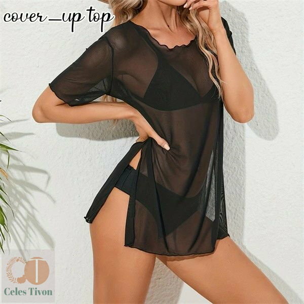 夏 ワンピース 体型カバー レディース 大きいサイズ おしゃれ セクシー ブラック露出控えめ ビーチウェア 透け感 ビキニ 水着 カバー 無地 半袖