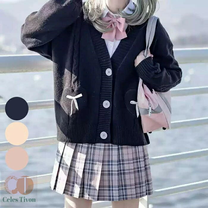 女子高生 制服 カーディガン Vネック オーバーサイズ ルーズサイズ 学生服 通学 学校 JK 学生 中学生 高校生 セーラー服 森ガール 長袖 コスプレ 入学...