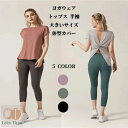 【50円クーポン配布中!】 ヨガウェア トップス 半袖 ロング丈 Tシャツ レディース フィットネスウェア バックオープン 大きいサイズ スポーツウェア ヨガ ...