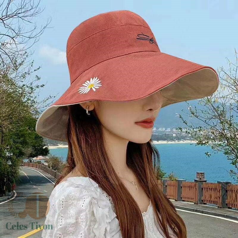 【50円クーポン配布中 送料無料】 帽子 レディース ウィメンズフィッシャーマンズハット サンハット サンバイザー 日よけ 春夏 日よけキ 両面パターン刺繍 6色 日よけ帽子リトルデージーアウトドア，サンキャップ
