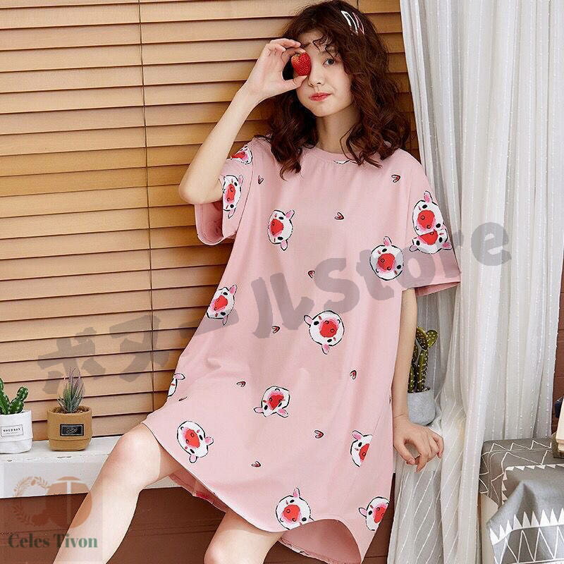 【50円クーポン配布中 送料無料】 可愛い 6色 大きいサイズ 春夏秋 半袖 パジャマドレス ネグリジェ パ..