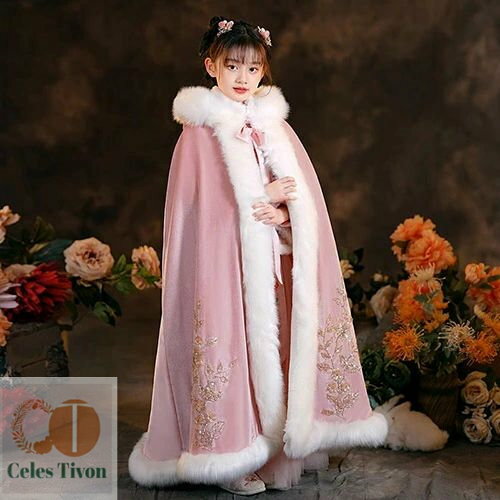 子供ボレロ マント ロング丈 ポンチョ 女の子 キッズ ケープ フォーマル コート アウター 厚手 フード..