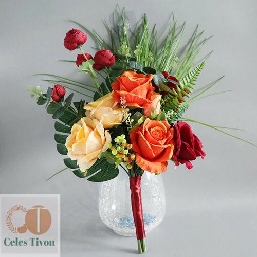 ブーケ 造花 ウエディングブーケ 花嫁 フラワー 結婚式 ブライダルブーケ 造花ブーケ 二次会 贈答品 花束 披露宴 撮影道具 インテリア キレイ 上品 イベント 祝日 敬老の日 母の日 送別 出産 新年 卒業 引越し