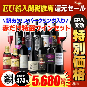 【マラソン中 最大777円クーポン】送料無料 訳あり セット 9,049円→5,680円訳ありスパークリング2本入り!赤だけ10本 特選 ワインセット 35弾(合計12本)赤ワインセット ミディアムボディ ビール アウトレット 長S 【EPA発効 関税撤廃 還元SALE】