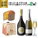 送料無料 パネットーネ クラシコ 500g ＆イタリア上質スパークリング2本セット 白泡 セット 辛口 甘口 ギフト panettone イタリア ケーキ パネトーネ スパークリングワイン 長S