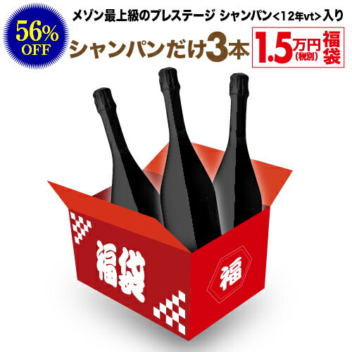 送料無料 37,730円(税込)相当が入って16,500円(税込)！ シャンパンだけ3本 1.5万円(税別)福袋 2022年 シャンパーニュ 辛口 ワイン福袋 ワインセット 浜運【ポイント対象外】