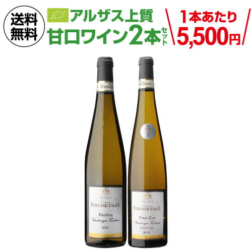 【1本あたり5,500 円(税込) 送料無料 デキャンター 最高賞入り アルザス 上質 甘口ワイン 2種 飲み比べ フェルナンエンジェル 750ml 2本入フランス ヴァンダンジュ タルディヴ ワインセット 浜運 あす楽