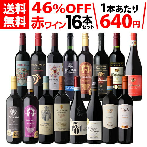 1本当たり640円(税込) 送料無料 目玉ワイン入り！赤ワイン 16本セット ワイン 赤ワインセット ミディアムボディ フル…