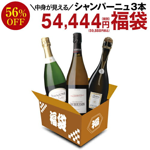 送料無料 中身が見える シャンパーニュ3本 54,444円(税別)福袋ワイン福袋 シャンパン 虎 年末年始【ポイント対象外】