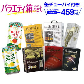 【誰でもP5倍 4/24 20時～/25 24時】【ボトル換算459円 送料無料】 今だけ『缶チューハイ』2本付き！《箱ワイン》バラエティ 6箱 セット107弾 赤ワイン4種 白ワイン2種 長S 母の日 お花見 手土産 お祝い ギフト Pオススメワイン