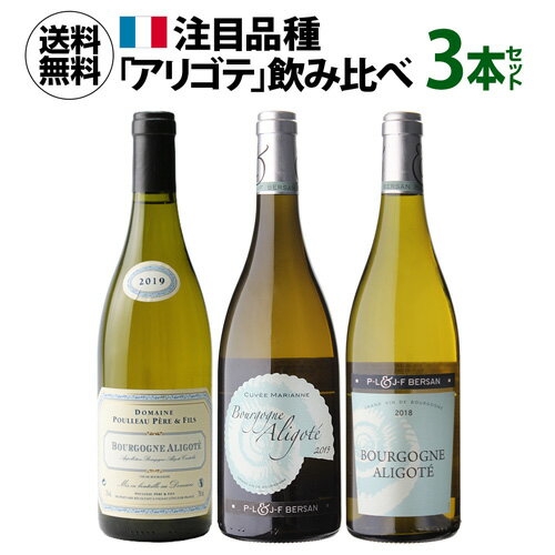 【誰でもP7倍 マラソン中】1本あたり3,000円(税込) 送料無料 ブルゴーニュ アリゴテ 3本セット 750ml 3本入フランス 品種飲み比べ ワインセット 浜運 あす楽 母の日 お花見 手土産 お祝い ギフト