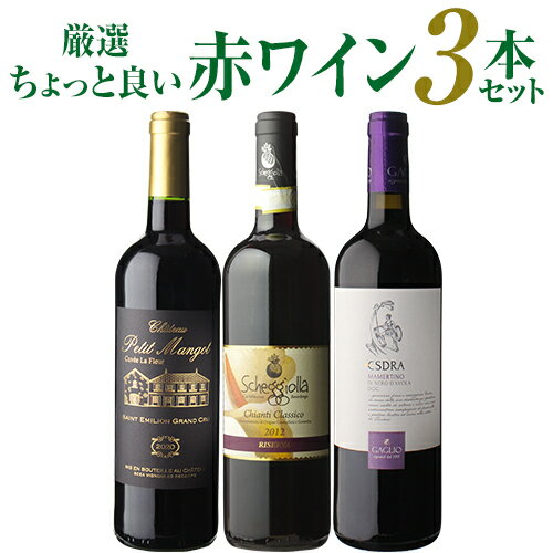 48時間限定！クーポン利用で半額に！ちょっと良い赤ワイン3本セット 1本6,000円以上の希少キャンティ クラシコ入り！ちょうど飲み頃の熟成赤やビッグヴィンテージのサンテミリオン グランクリュも！ワインセット 浜運【ポイント対象外】