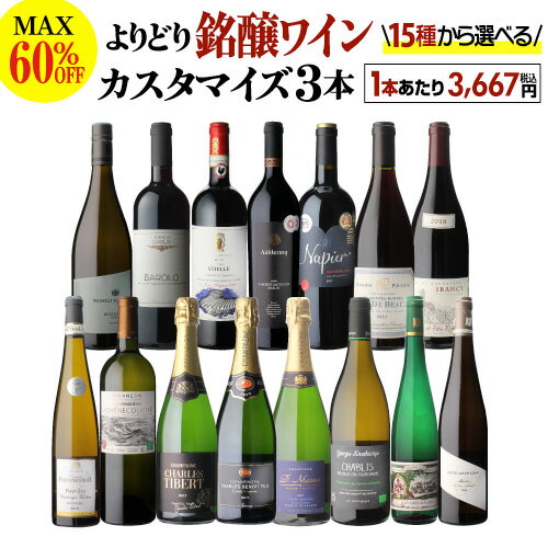 送料無料 MAX60%OFF！単品価格合計最大27,610円税込→11,000円税込好みで選べる！よりどり銘醸 ワイン 3本 カスタマイズセットシーン、好みにあわせて 組み合わせ自由♪アソート ワインセット赤ワイン 白ワイ シャンパーニュ 浜運【ポイント対象外】