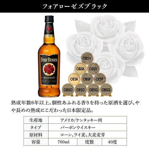 ワイン&ワインセラー セラー専科のフォアローゼズブラック 700ml バーボン ウイスキー Four Roses bourbon whisky 長S｜アングル2