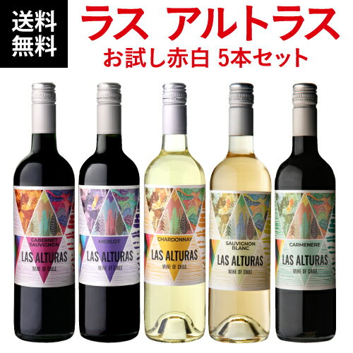1本当たり798円(税込) 送料無料ラス アルトラスお試し赤白5本セットチリ 赤ワイン 白ワイン ワインセット ヴィーニャ カーサ ソリス 浜運 手土産 お祝い...