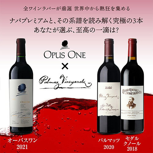 【10%OFFクーポン利用で1本あたり29,971円 送料無料】 ナパの2大プレミアム赤 オーパスワン 2021＆パルマッツ 2020＆パルマッツセカンド 3本セット 750ml 3本入 アメリカ 赤ワイン ワインセット コスパ 赤ワインセット 人気 浜運A ワイン cellar-10037262 ワイン&ワインセラー セラー専科 サンプル画像2