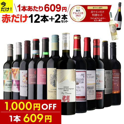 ワイン ワインセット 51％ 赤だけ！特選ワイン12本+2本セット(合計14本) 赤ワイン 赤ワインセット 金賞 フラ…