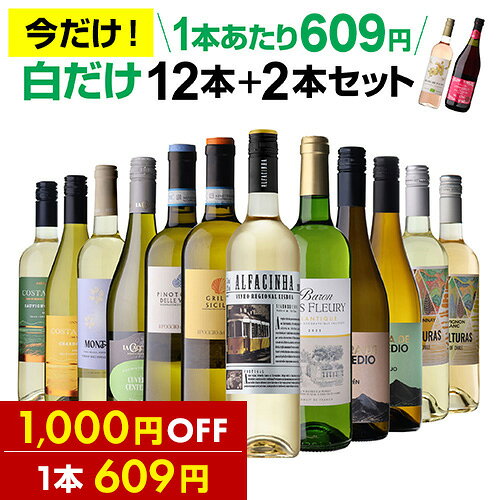 【1,000円OFF 1本609円】 ワイン ワインセット 42％OFF 白だけ 特選ワイン 12本+2本セット(合計14本) 白ワイン 白ワインセット 送料無料 白ワインセット 辛口 ワインセット 白　白ワイン セット 白ワイン 辛口 セット 200弾 ギフト 誕生日プレゼント 浜運A【ポイント対象外】