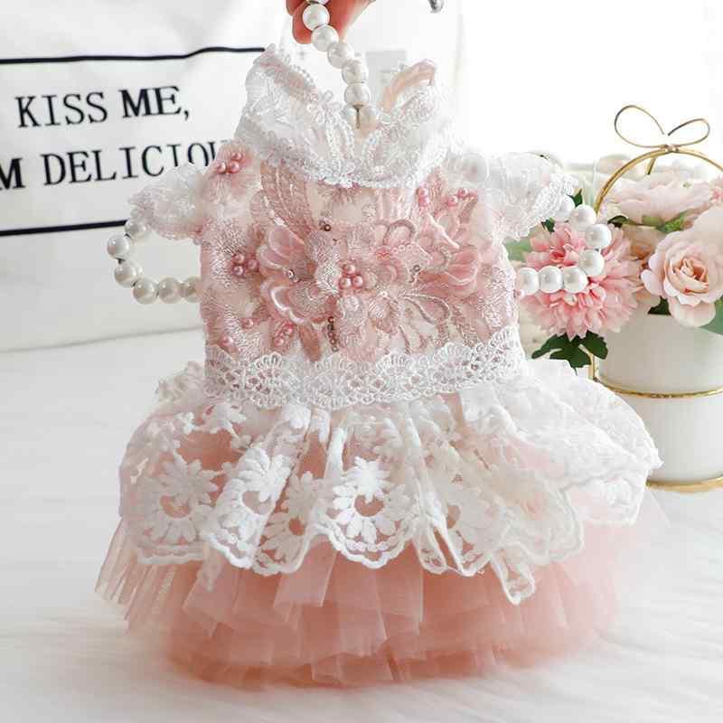 犬猫服 小型犬 猫用 プリンセスドレス チャイナドレス レース 透かし彫り ハンドメイド 繊細な装飾 か..