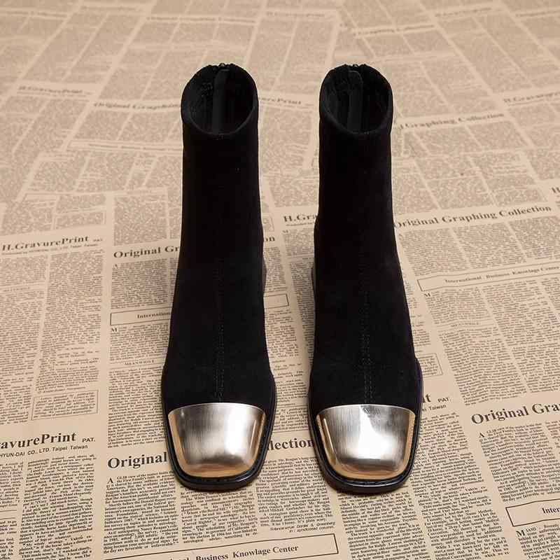 ショートブーツ レディース スクエアトゥ ハイヒール チャンキーヒール 美脚 裏起毛 秋冬 普段使い 通勤用 上品 きれいめ 歩きやすい フェミニン