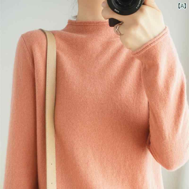 くらしのセロネのニットセーター スウェーター 秋冬 レディース 防寒 暖か ウール プルオーバー ショート丈 ハーフハイネック インナー ベースレイヤー レイヤード トップス 吸湿速乾｜アングル2