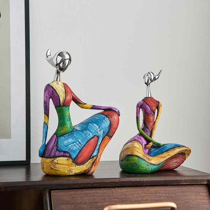 Interior Accessories - 置き物 女性モチーフ 抽象アート 油絵 樹脂製 工芸品 オブジェ リビング ワインラック テレビボード 装飾 高級感 インテリア雑貨 モダンデザイン 空間演出 普段使い