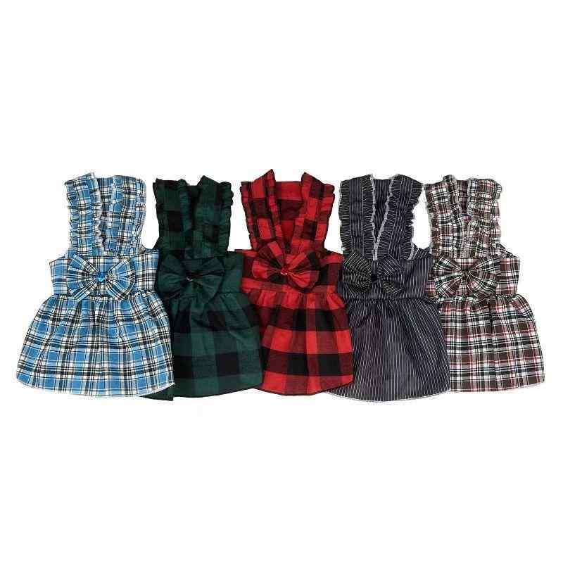 ペット服 ワンピース 小型犬 中型犬 テディ ビションフリーゼ プリンセス風 かわいい 通気性 チェック柄