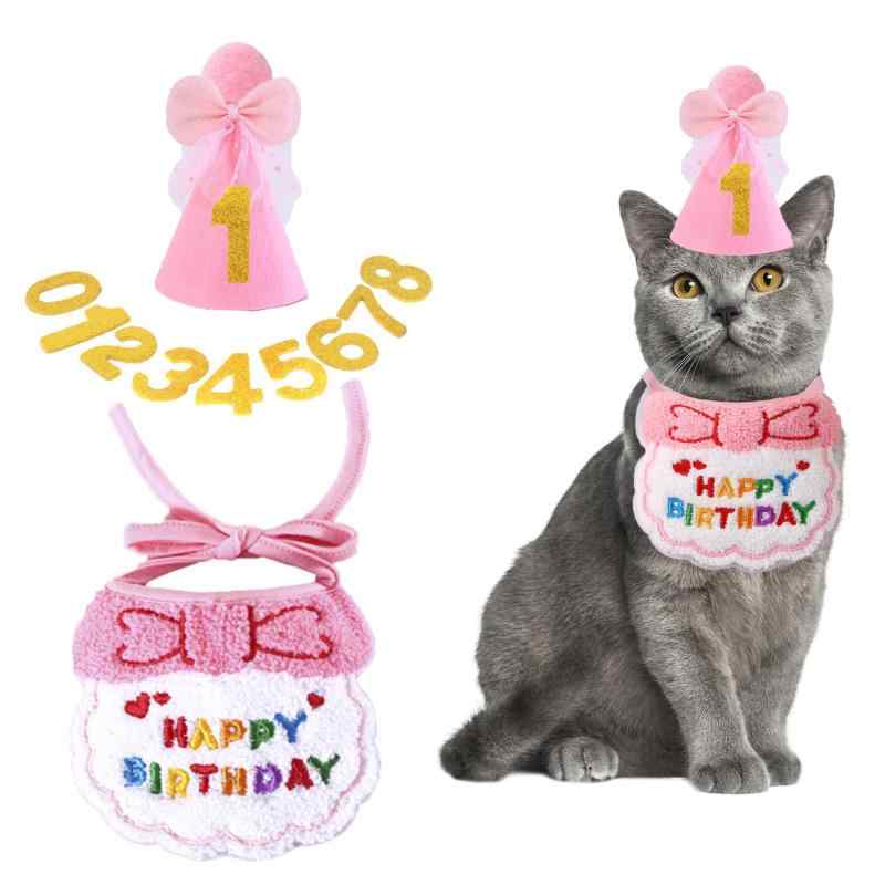 ペット 犬 猫 誕生日 お出かけ 軽量 おしゃれ かわいい 刺しゅう よだれかけ 帽子 蝶ネクタイ 記念セット