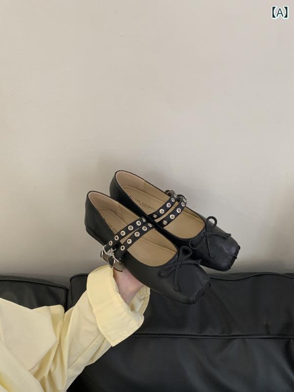 レディース パンプス メリージェーン バレエシューズ スクエアトゥ フラットシューズ ぺたんこ レトロ ローヒール 通勤 オフィス 疲れにくい 楽ちん 韓国ファッション きれいめ 上品 普段使い 2