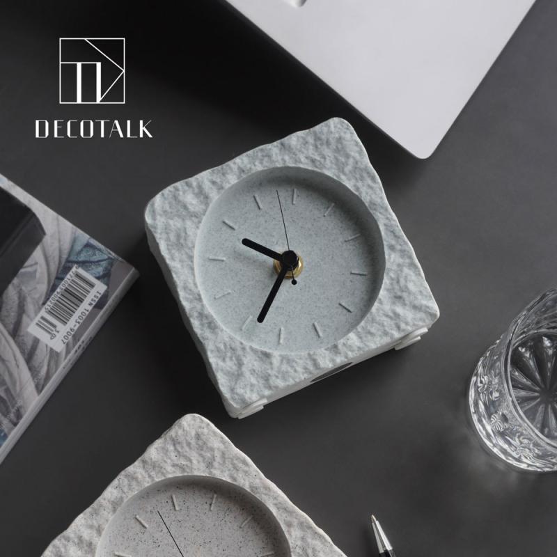 卓上時計 洞石 天然素材 侘寂風 北欧風 モダン 静音 高級感 おしゃれ クリエイティブデザイン リビング..