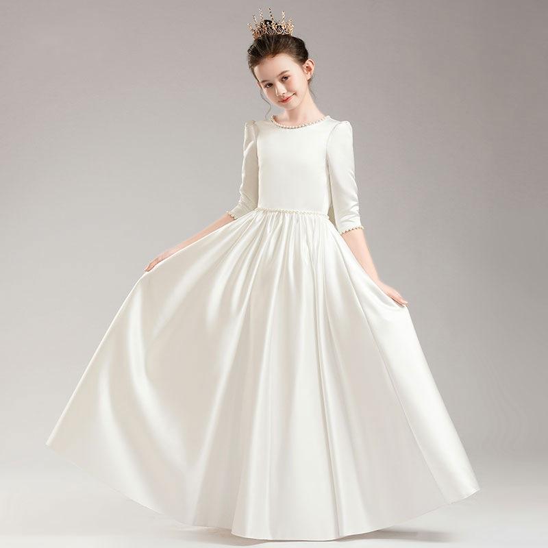 発表会ドレス 子供 女の子 ホワイト 半袖 誕生日 結婚式 パーティー お呼ばれ フラワーガール プリンセ..