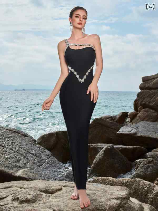 ワンピース レディース イブニングドレス パーティー フォーマル 高級感 ビーズ ジルコニア キャミソール タイト スレンダーライン 結婚式 二次会 お呼ばれ 発表会 演奏会