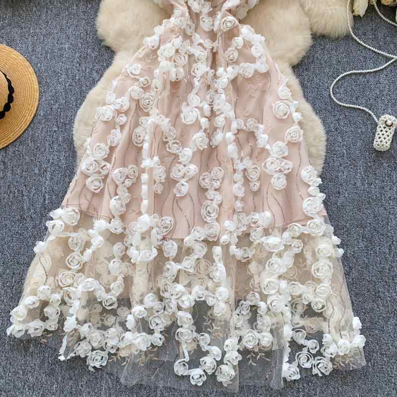 ドレス レディース パーティードレス フォーマル 結婚式 二次会 フレンチスタイル スパンコール 立体花 ウエストマーク キャミソール チュール 高級感