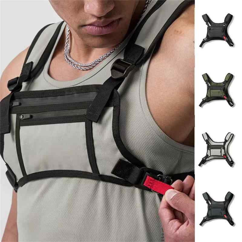 乐天商城 - メンズ チェストバッグ ベストバッグ ボディバッグ リュック 登山バッグ 防水 調節可能 スマホポーチ 多機能 アウトドア スポーツ フィットネス 動きやすい 軽量 キャンプ 散歩 自転車 サイクリング 旅行
