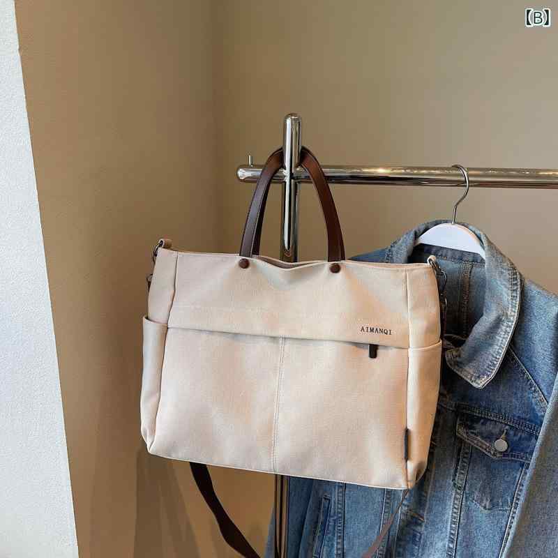 くらしのセロネのレディース トートバッグ ショルダーバッグ ハンドバッグ キャンバス 2WAY 大容量 A4対応 帆布 肩掛け 斜めがけ 手提げ シンプル カジュアル 通勤 通学 オフィス おしゃれ きれいめ 大人 かわいい 軽量 丈夫 高見え｜アングル3