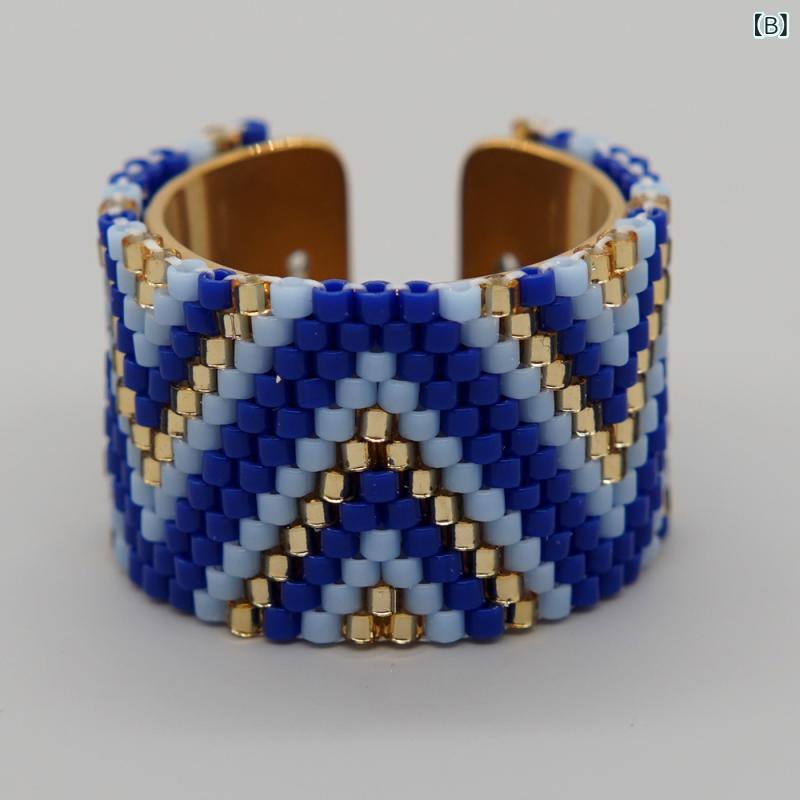 くらしのセロネのレディース 指輪 リング ステンレス ビーズ ハンドメイド 編み込み ボヘミアン 上品 高見え 大人可愛い アクセサリー アンティーク風 エスニック カジュアル デイリー 華奢 おしゃれ エレガント シンプル 個性的 ジュエリー 重ね付け｜アングル3