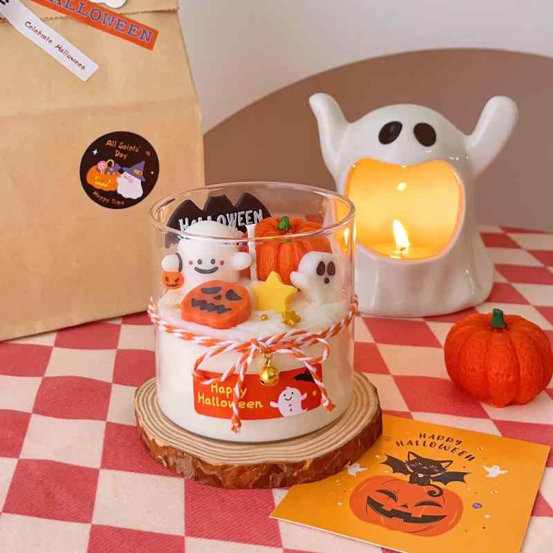 ハロウィン キャンドル アロマキャンドル カボチャ パンプキン ゴースト おばけ ろうそく 香り付き インテリア 雑貨 飾り 演出 雰囲気作り 高見え 大人可愛い パーティー イベント 装飾 プレゼント ギフト 贈り物 癒し グッズ