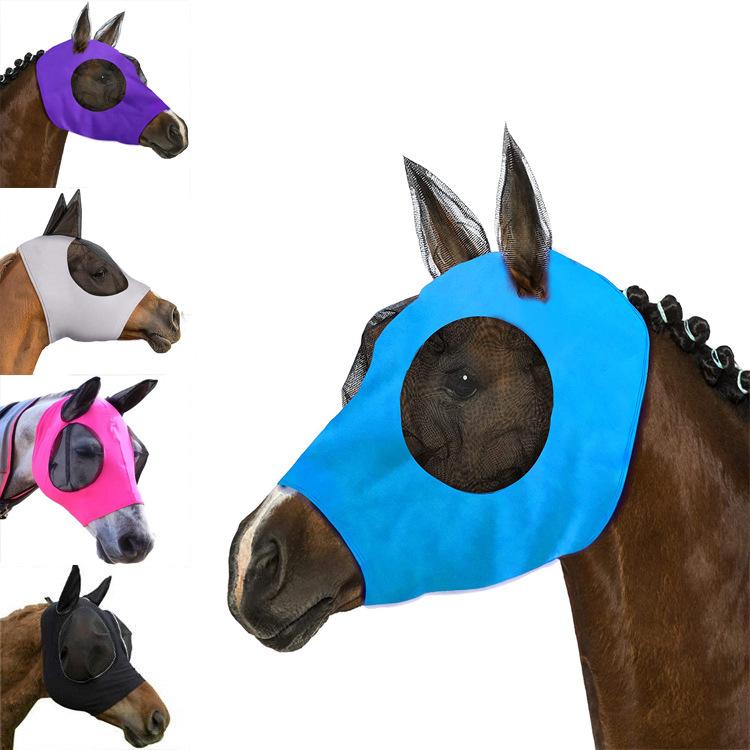 馬具 乗馬用品 フライマスク 馬用マスク フェイスマスク 通気性 伸縮性 ストレッチ 防虫 虫よけ 蚊除け 害虫対策 メッシュ素材 快適 フィット 顔保護 乗馬用 厩舎 放牧 夏 対策